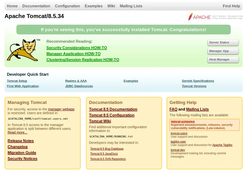 Tomcat Startseite
